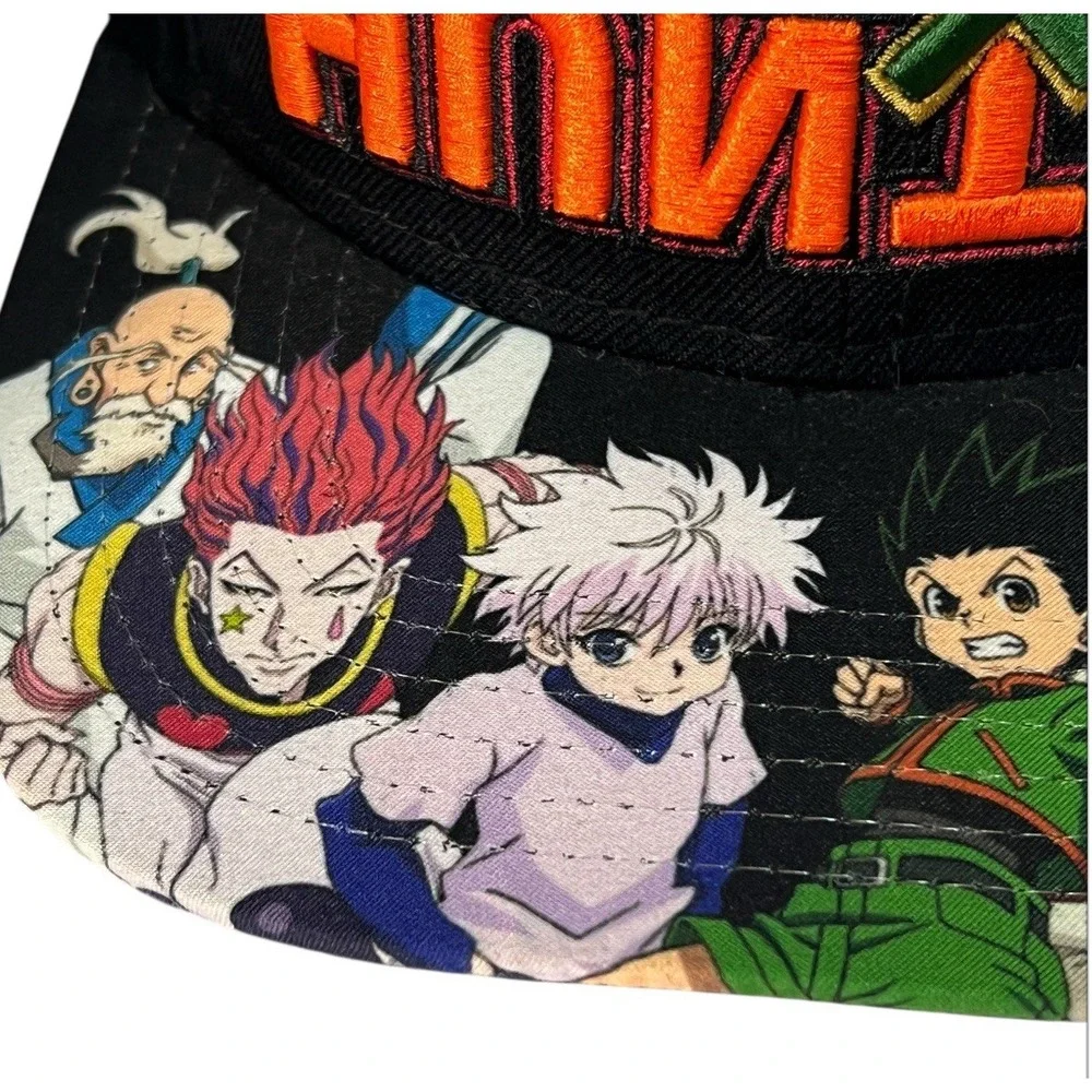 Hunter‎ x Hunter Logo Gon & Killua Flat Bill Snapback Hat Cap Black Embroidered